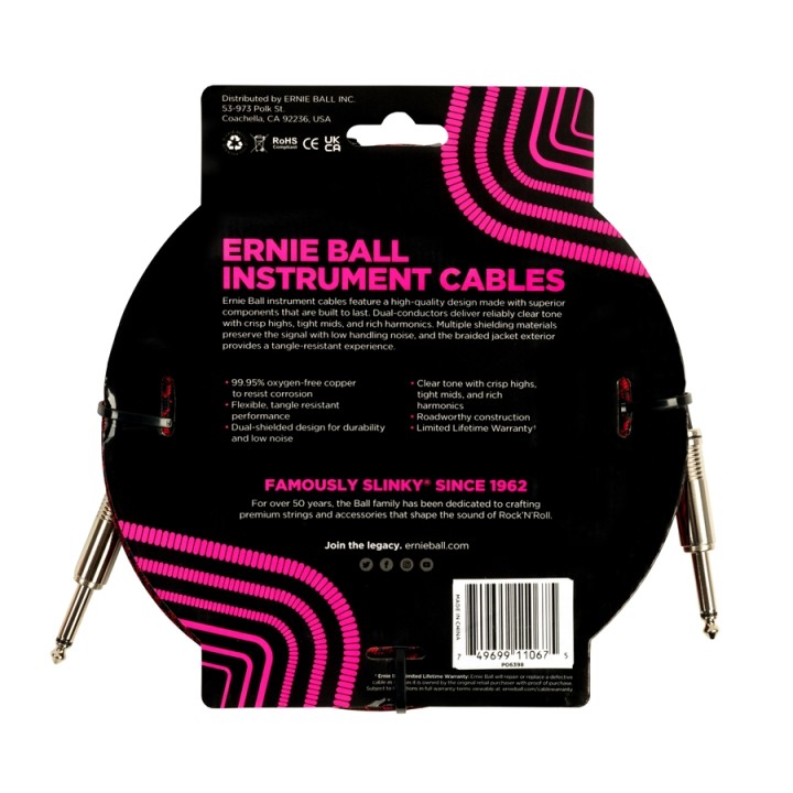 Acquista ERNIE BALL 6398 BRAIDED STRAIGHT STRAIGHT 7.6M online | Merula Strumenti Musicali