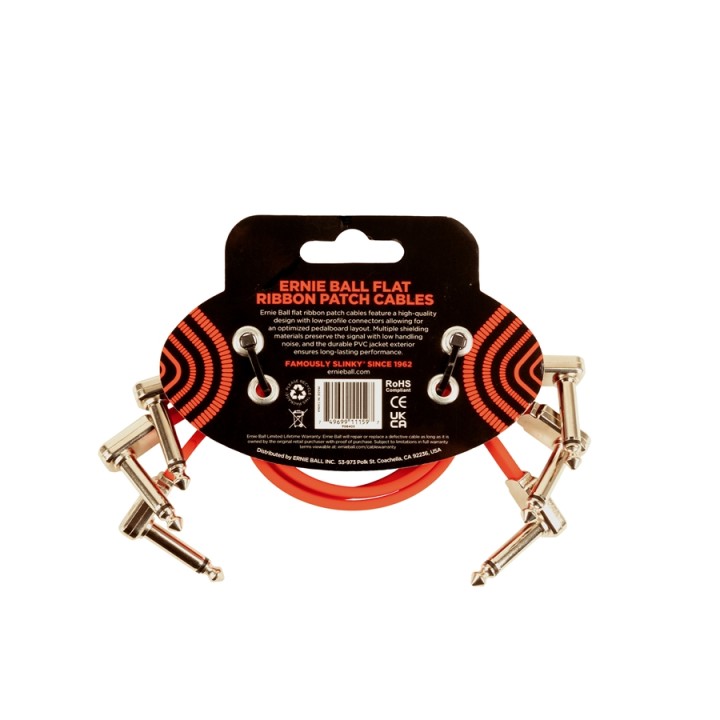 Acquista ERNIE BALL 6403 FLAT RIBBON PATCH CABLE RED 30,48CM 3-PK online | Merula Strumenti Musicali