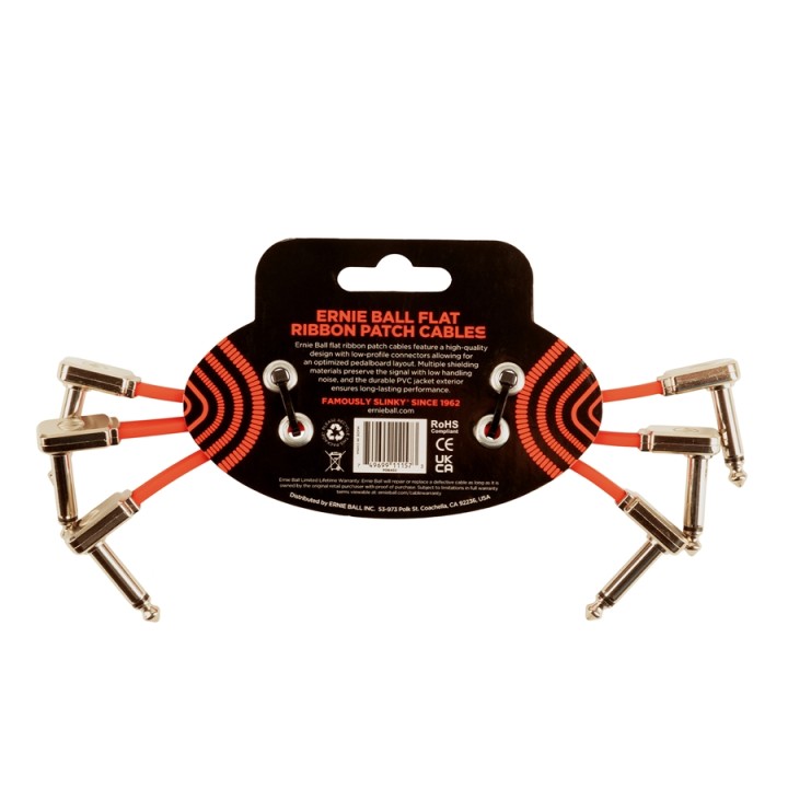 Acquista ERNIE BALL 6402 FLAT RIBBON PATCH CABLE RED 15,24CM 3-PK online | Merula Strumenti Musicali