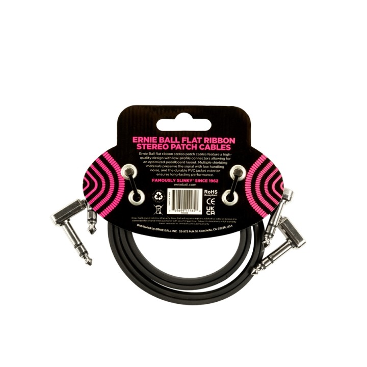 Acquista ERNIE BALL 6406 FLAT RIBBON STEREO PATCH CABLE 60,96CM 2-PK online | Merula Strumenti Musicali