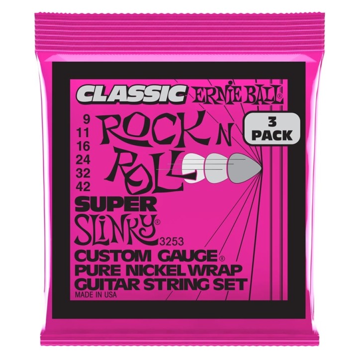 Acquista ERNIE BALL 3253 SUPER SLINKY CLAS RNR 3 PK 9 42 online | Merula Strumenti Musicali