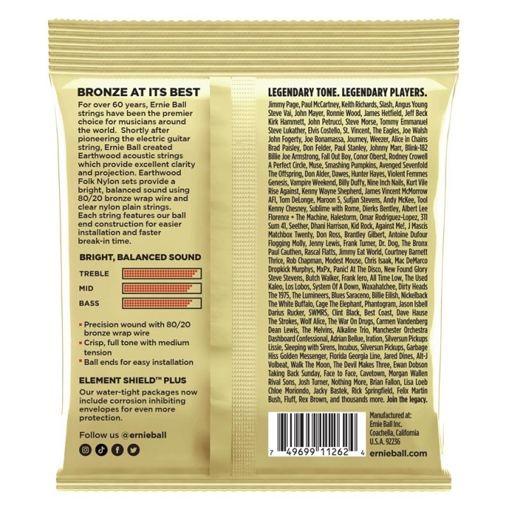 Acquista ERNIE BALL 3069 Erthwd Folk Nylon, Pk 28 42 online | Merula Strumenti Musicali