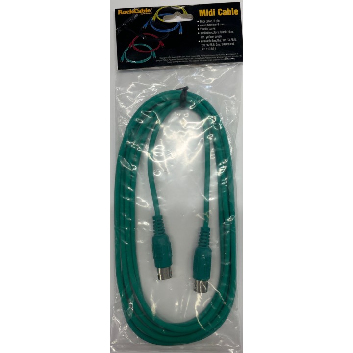 Acquista ROCKBAG RCL 30702 D5 GREEN CAVO MIDI 3M online | Merula Strumenti Musicali