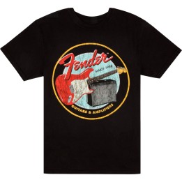 Acquista FENDER 9193122506 1946 GUITAR & AMP T-SHIRT, BLACK, L online | Merula Strumenti Musicali