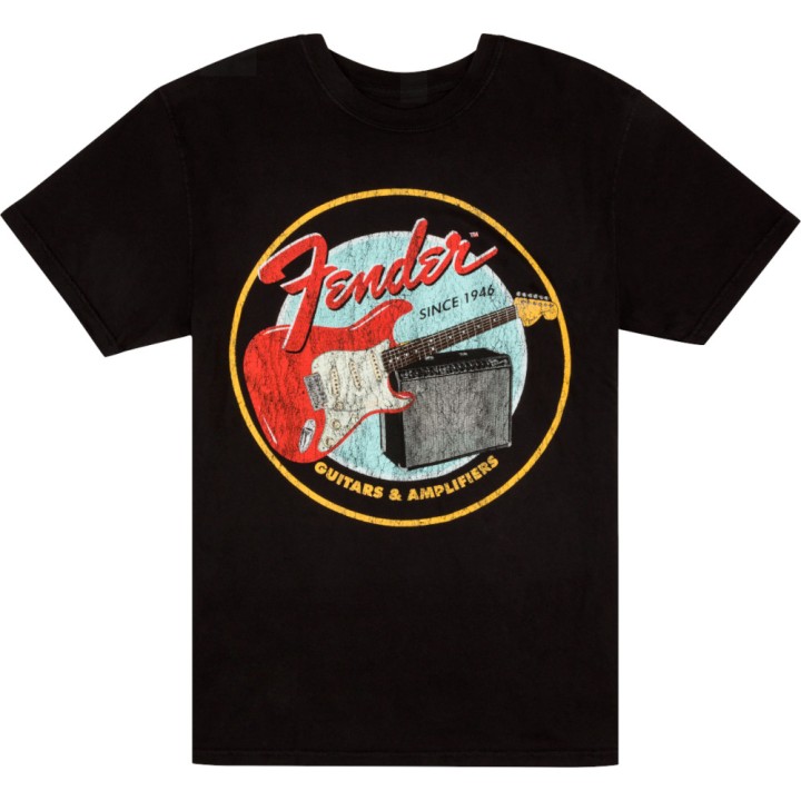 Acquista FENDER 9193122506 1946 GUITAR & AMP T-SHIRT, BLACK, L online | Merula Strumenti Musicali