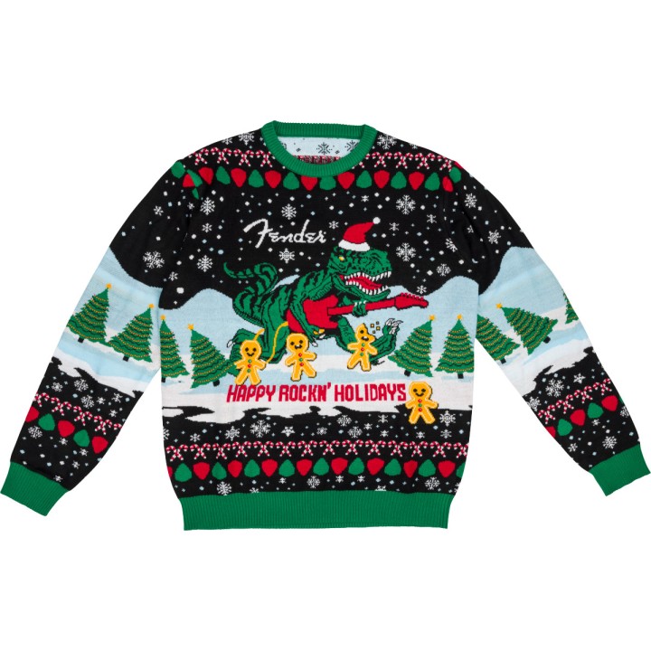 Acquista FENDER 9194222306  FENDER® 2023 UGLY CHRISTMAS SWEATER, MULTI, S online | Merula Strumenti Musicali
