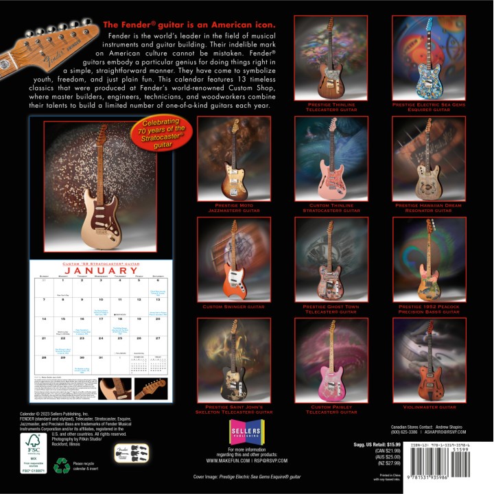Acquista FENDER 9190170000 FENDER 2024 CUSTOM SHOP CALENDAR online | Merula Strumenti Musicali
