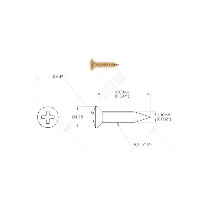 Acquista PARTS PLANET WO2110G CONFEZIONE 50 VITI TESTA OVALE-DORATE online | Merula Strumenti Musicali