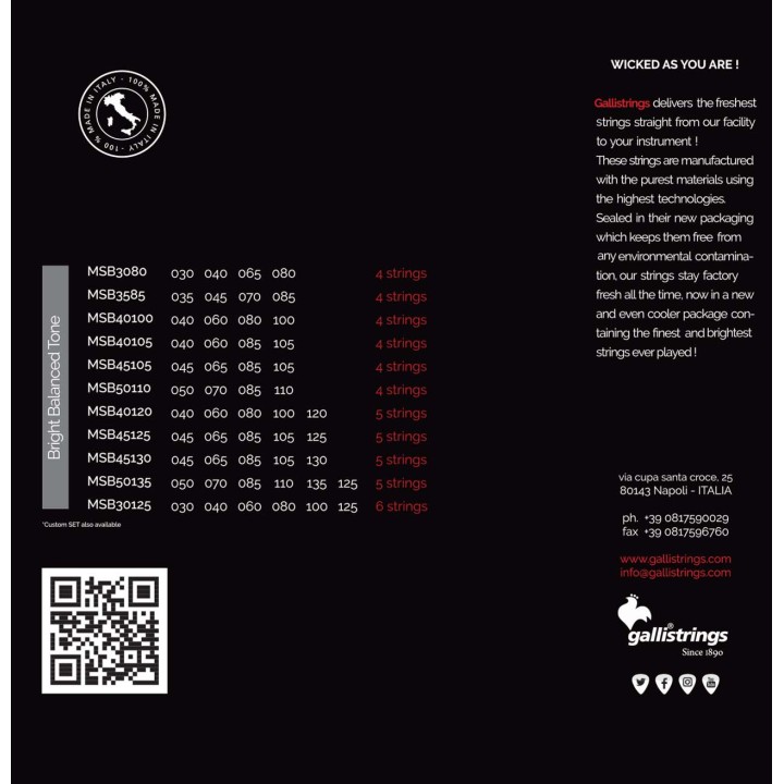 Acquista GALLI STRINGS GA MSB40100 online | Merula Strumenti Musicali