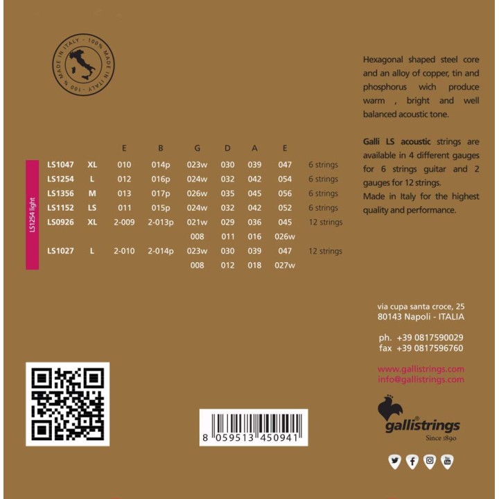 Acquista GALLI STRINGS GA LS1254 online | Merula Strumenti Musicali