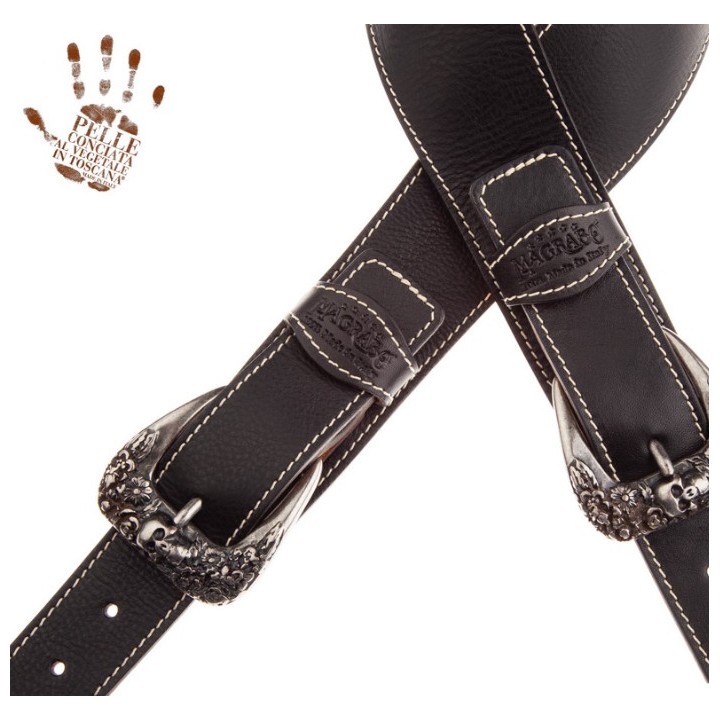 Acquista MAGRABO 301.011M TWIN BUCKLE TS CORE NERO 7 CM FIBBIE SKULL & ROSES ARGENTO online | Merula Strumenti Musicali