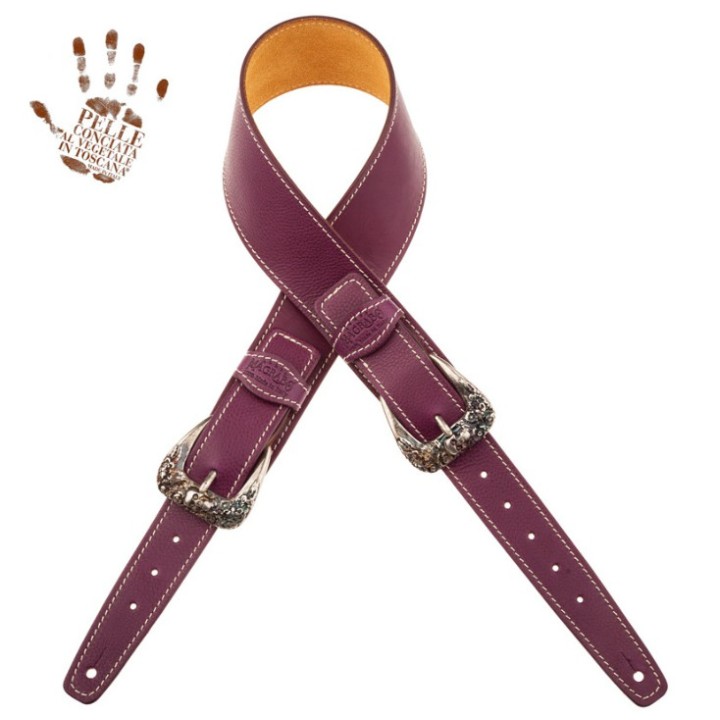 Acquista MAGRABO 301.120M TWIN BUCKLE TS CORE VIOLA 7 CM FIBBIE SKULL & ROSES ARGENTO online | Merula Strumenti Musicali
