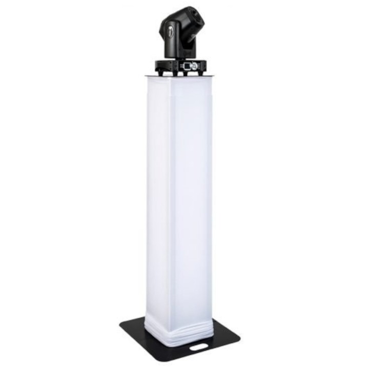 Il Totem Ventura è un versatile supporto da podio con illuminazione, progettato per creare un'atmosfera suggestiva grazie alla s