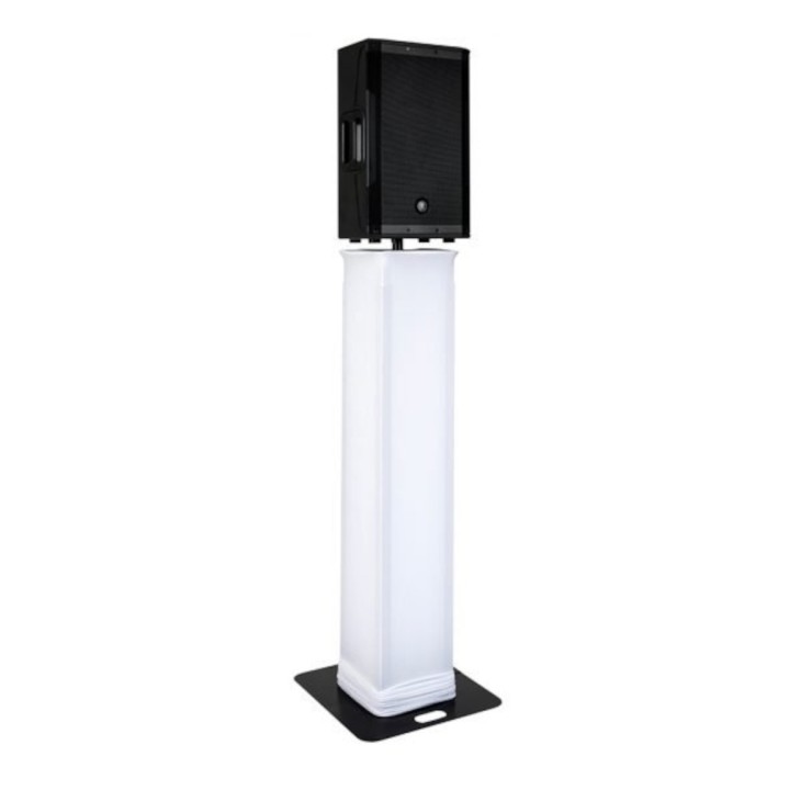 Il Totem Ventura è un versatile supporto da podio con illuminazione, progettato per creare un'atmosfera suggestiva grazie alla s