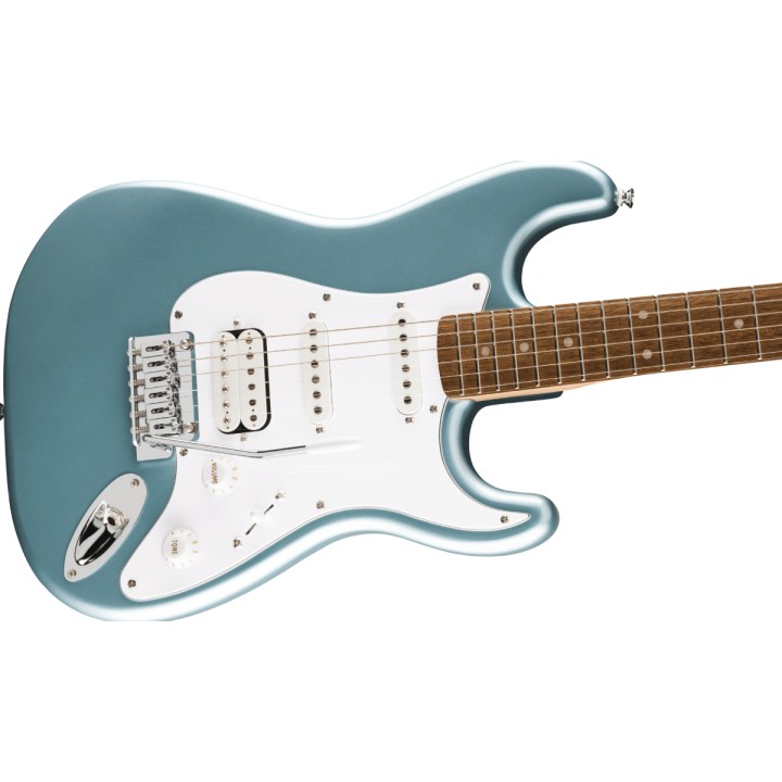 Squier - Affinity Series Stratocaster Junior HSS, Laurel Fingerboard, White Pickguard, Ice Blue Metallic. MERULA