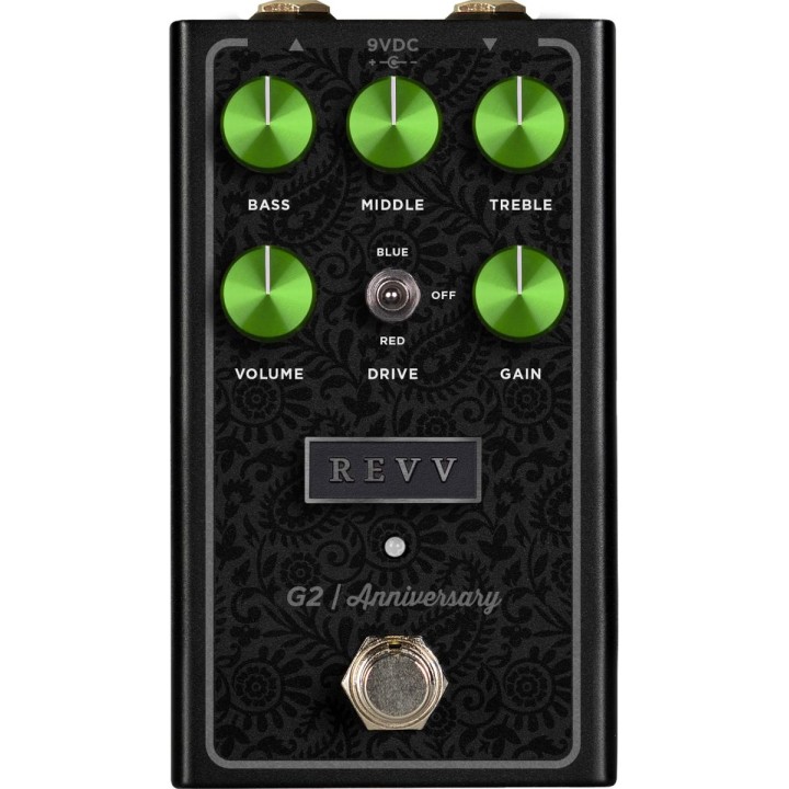 Revv | G2 Anniversary Edition, Preamp/Overdrive/Distortion Pedal, Green. MERULA