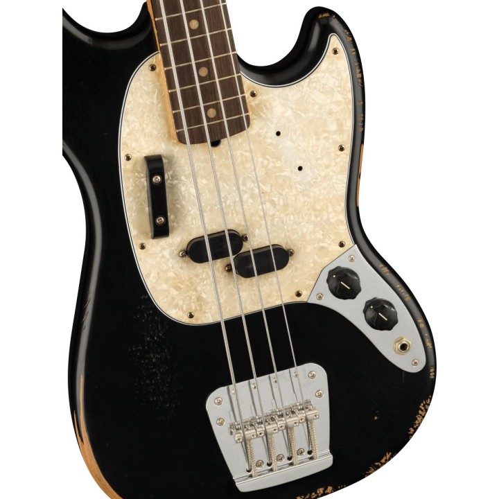 FENDER - JMJ Road Worn Mustang Bass, Black | Merula Strumenti Musicali