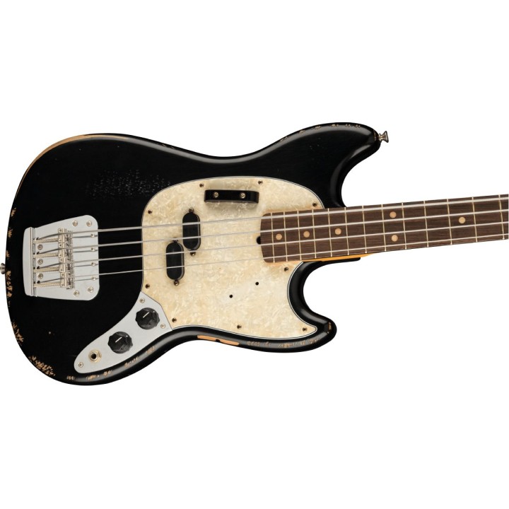 FENDER - JMJ Road Worn Mustang Bass, Black | Merula Strumenti Musicali
