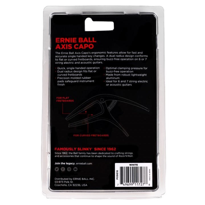 Ernie Ball | 9616 Axis Dual Radius Capo White