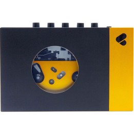 WEAREREWIND - PORTABLE BT CASSETTE PLAYER BLACK YELLOW, Lettore di cassette portatile con Bluetooth, Merula.