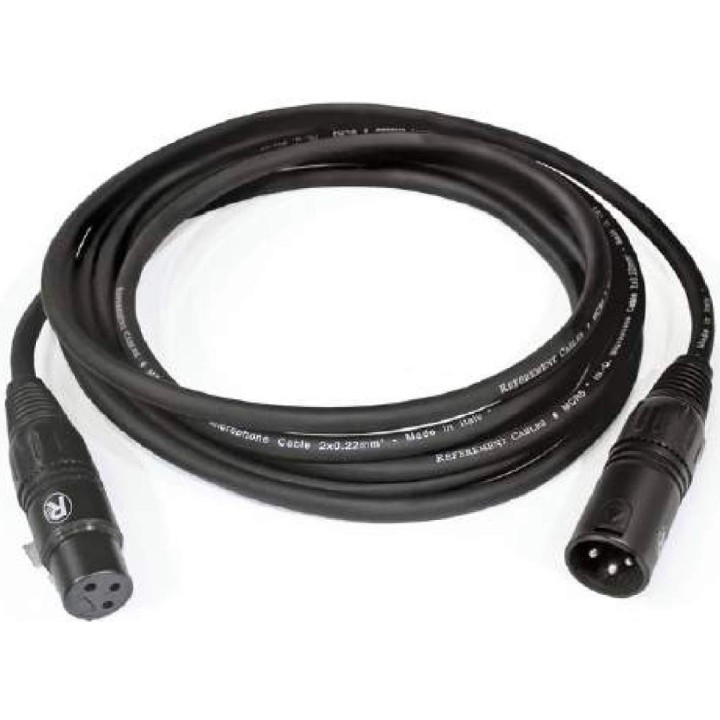 REFERENCE CABLES - MCR5-BK-MF-20-R, Cavo Microfonico XLR-M/XLR-F, 20 mt, Merula.