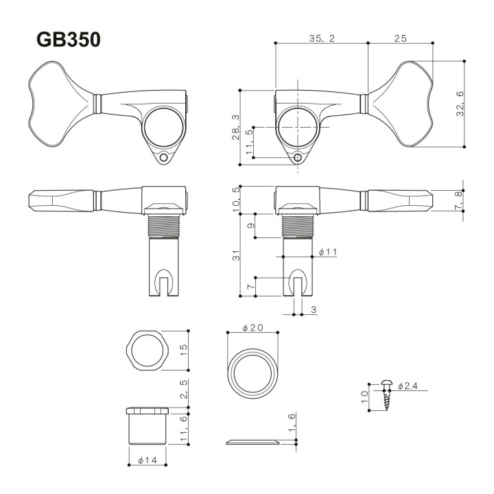 Acquista GOTOH GB350 RES-O-LITE BASS SIDE BASS KEY online | Merula Strumenti Musicali