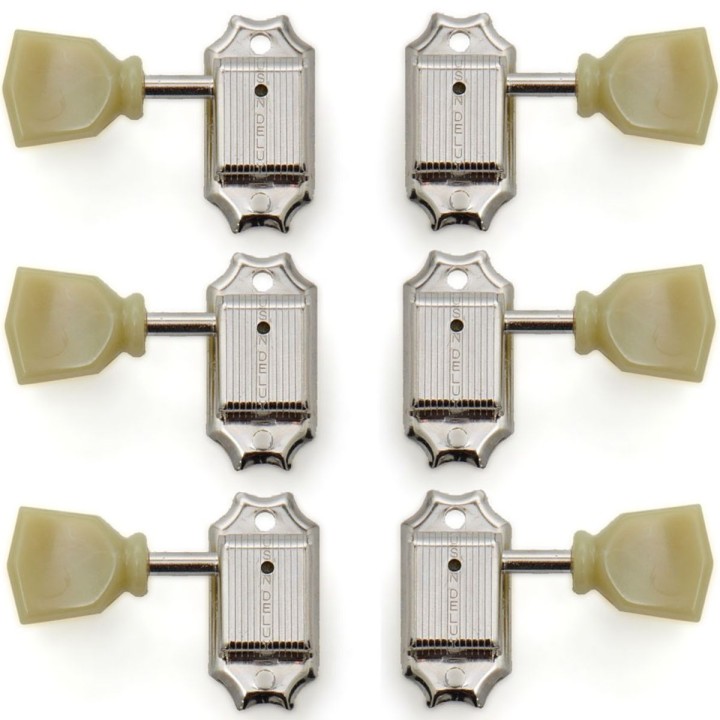 KLUSON - M33VC TUNER SINGLE LINE 3+3 NICKEL, Meccaniche per chitarra, Merula