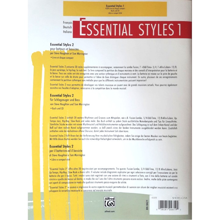 ALFRED PUBLISHING ESSENTIAL STYLES 1 - Guida per batteristi e bassisti