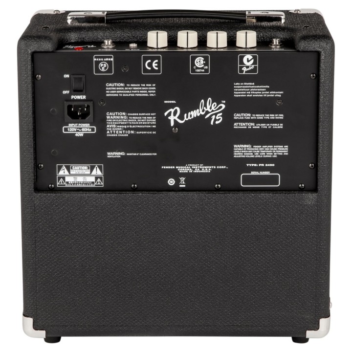 FENDER - RUMBLE 15 COMBO BLK/SLV: Combo per basso, 15 Watt, 1x8''