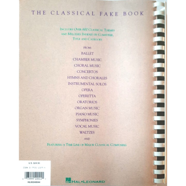 THE CLASSICAL FAKE BOOK - Libro di spartiti