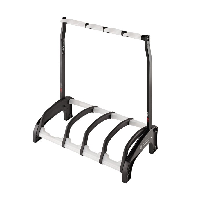KONIG & MEYER - 17534-016-00: FOUR GUITAR STAND GUARDIAN, BLACK WITH TRANSLUCENT SUPPORT ELEMENTS