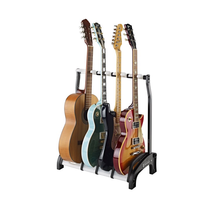 KONIG & MEYER - 17534-016-00: FOUR GUITAR STAND GUARDIAN, BLACK WITH TRANSLUCENT SUPPORT ELEMENTS