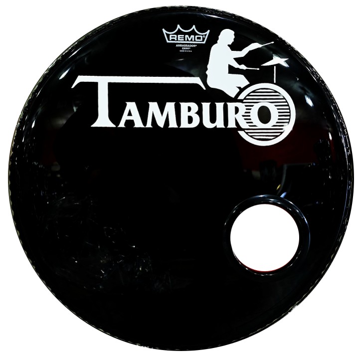 Remo - ES-1018-00 Pelle Grancassa Ambassador Ebony Logo Tamburo