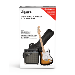 Squier | Squier Sonic Stratocaster Pack, Maple Fingerboard, 2 Color Sunburst, Gig Bag, 10G Starter pack per principianti