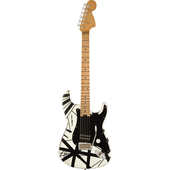 EVH - Striped Series '78 Eruption, Maple Fingerboard, White with Black Stripes Relic