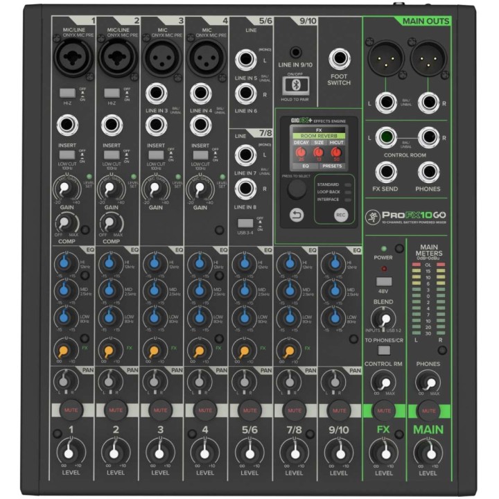 Mackie ProFX10 Go - Mixer analogico alimentato a batteria