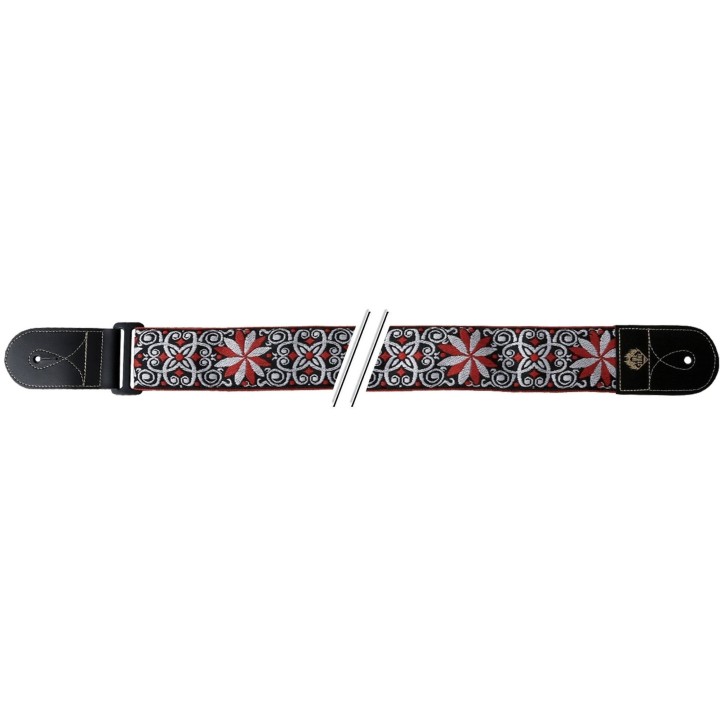 Fire Stone - Tracolla per chitarra Folk Jacquard Rosso-Bianco 531066