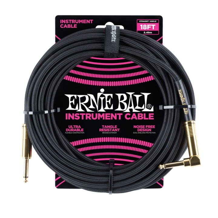 Ernie Ball - 6086 Cavo Braided Black Gold Tips 5,49 m
