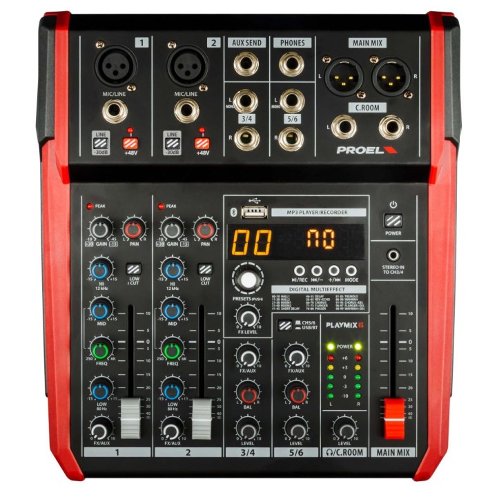 Proel Playmix6 | Mixer 6 canali con effetti e USB