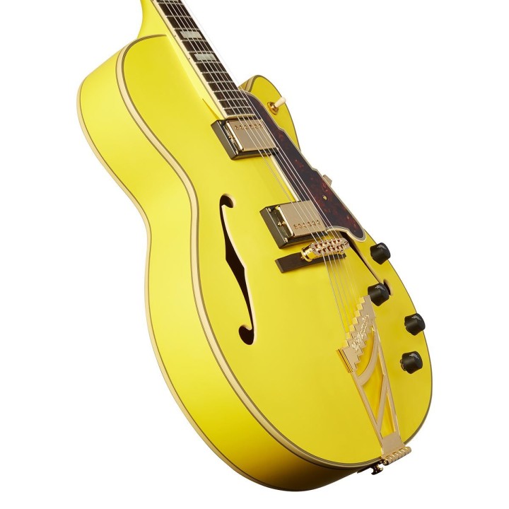 D'Angelico Deluxe DH Matte Electric Yellow - Chitarra elettrica hollow body