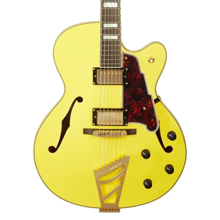 D'Angelico Deluxe DH Matte Electric Yellow - Chitarra elettrica hollow body