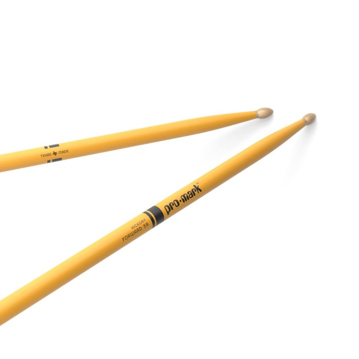 Pro Mark - TX5AW-YELLOW Classic Forward 5A Painted Yellow Hickory Drumstick, Oval Wood Tip