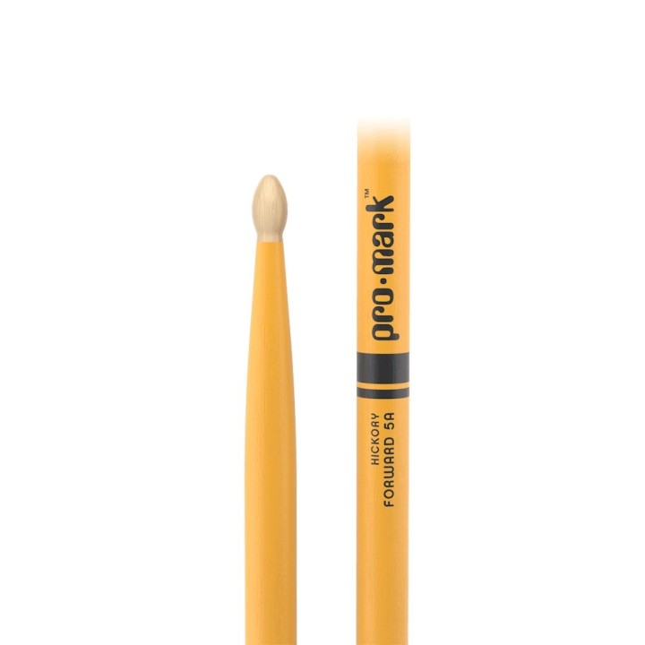 Pro Mark - TX5AW-YELLOW Classic Forward 5A Painted Yellow Hickory Drumstick, Oval Wood Tip