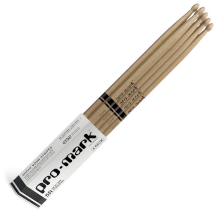 PROMARK CLASSIC FORWARD 5A HICKORY DRUMSTICKS, OVAL WOOD TIP, 4-PACK TX5AW-4P