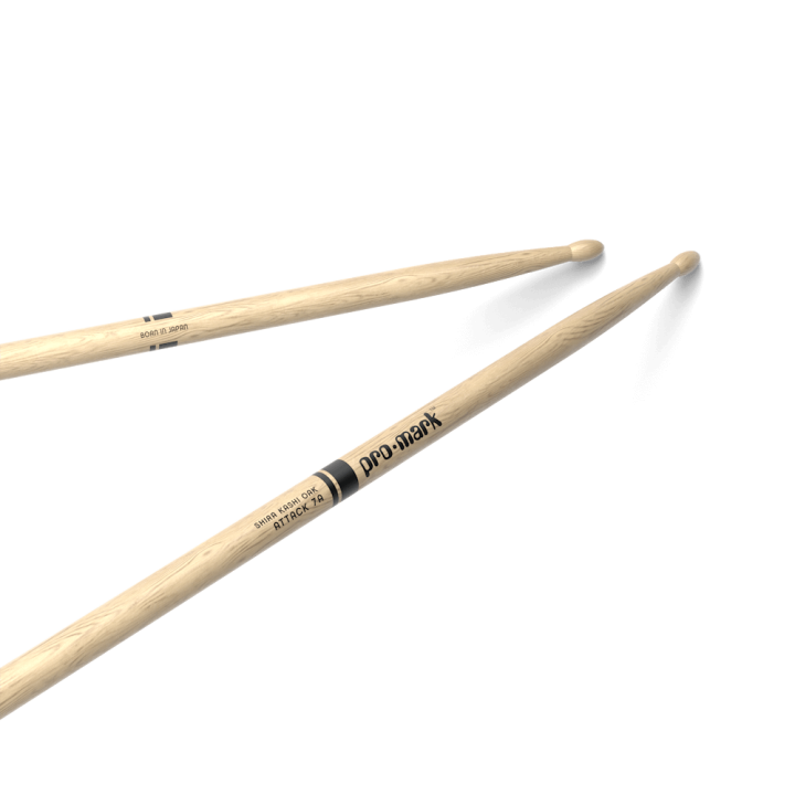 ProMark - PW7AW Classic Attack 7A Shira Kashi Oak Drumstick, Oval Wood Tip