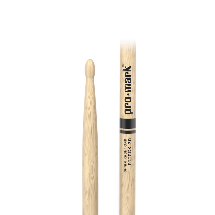 ProMark - PW7AW Classic Attack 7A Shira Kashi Oak Drumstick, Oval Wood Tip