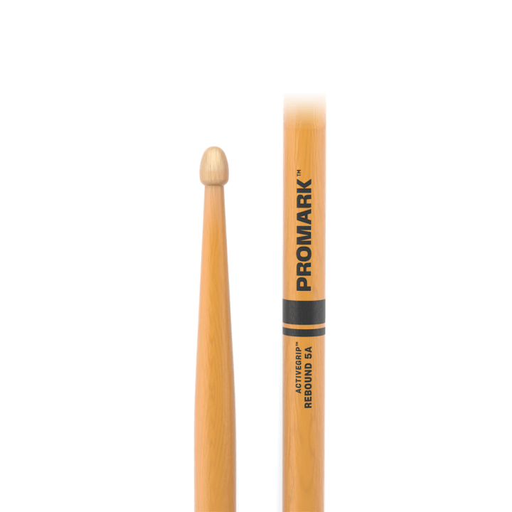 ProMark - R5AAGC Rebound 5A ActiveGrip Clear Hickory Drumstick, Acorn Wood Tip