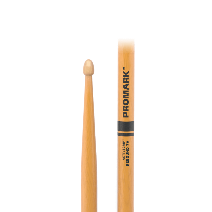 ProMark - R7AAGC Rebound 7A ActiveGrip Clear Hickory Drumstick, Acorn Wood Tip