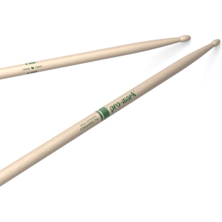 Pro Mark - TXR7AW Classic Forward 7a Raw Hickory Drumstick, Oval Wood Tip