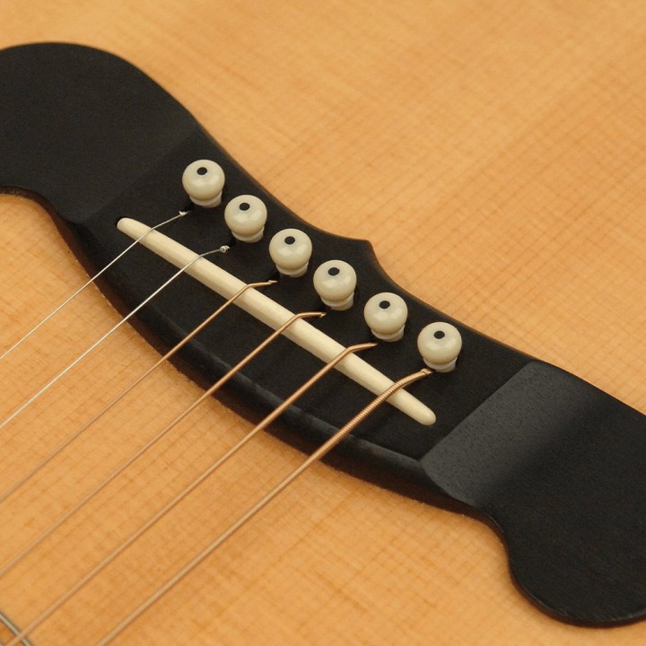 D'Addario - PWPS12 Injected Molded Bridge Pins With End Pin, Set Of 7, Ivory With Ebony Dot